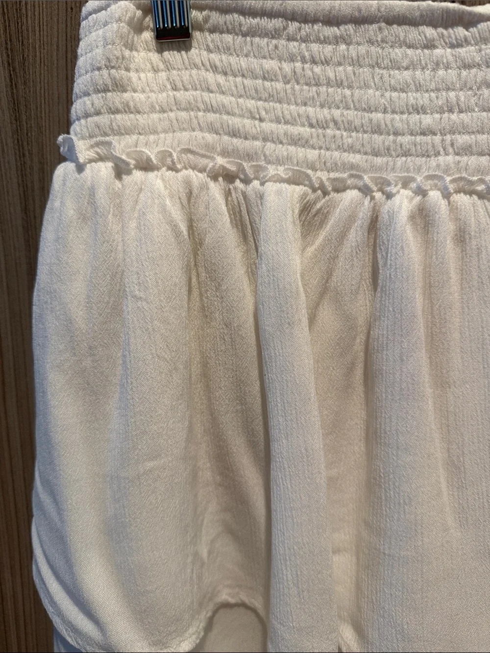 Women’s White Tiered Smocked-Waist Skater Skirt